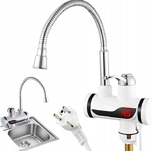 ELEKTRYCZNY PRZEPŁYWOWY PODGRZEWACZ WODY FLEX Z LCD GIĘTKIM KRANEM KUCHENNY na Arena.pl