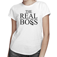 The real boss - damska koszulka na prezent dla mamy Biały XL Damski