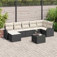 Zestaw Sof z poduszką z przechowywaniem 8 pcs Czarny polirattan
