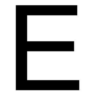 Szablon malarski litera E , czcionka Arial Rozmiar - 20cm, Szablon - PCV