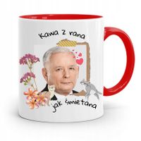 Kubek Czerwony Śmieszny Pis Jarosław Kaczyński Z Nadrukiem Ze Zdjęciem