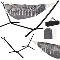 Hamak ogrodowy ze stelażem metalowym 120 kg z poduszkami i pokrowcem