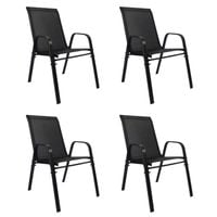 Komplet 4 czarnych krzeseł ogrodowych H23012K, balkon taras ogród, wygodne siateczkowe siedzisko