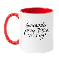 KUBEK "GWIAZDY PRZY TOBIE TO CHUJ!" Wzór - Klasyczny Biało-Czerwony 330 ml