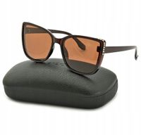 DAMSKIE Okulary Przeciwsłoneczne zPolaryzacyjne Brązowe Kocie Oczy + ETUI