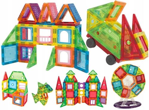 DUŻE KLOCKI MAGNETYCZNE KONSTRUKCYJNE 3D PANELE MAGNETIC TILES 106 elem. A na Arena.pl