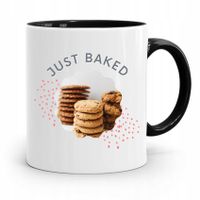 Kubek Czarny Prezent Dla Piekarza Just Baked Z Nadrukiem Ze Zdjęciem