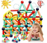 KLOCKI MAGNETYCZNE EDUKACYJNE MAGNETIC STICKS 42 SZTUKI KULE SENSORYCZNE