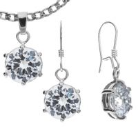 SREBRNY KOMPLET Z DUŻYMI CYRKONIAMI SREBRO PRÓBY 925