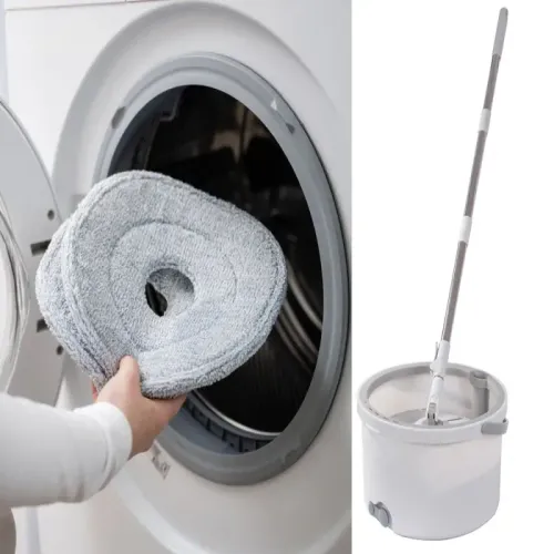 Mop obrotowy rotacyjny 360 spin wiadro zestaw 2x nakładki mikrofibra na Arena.pl