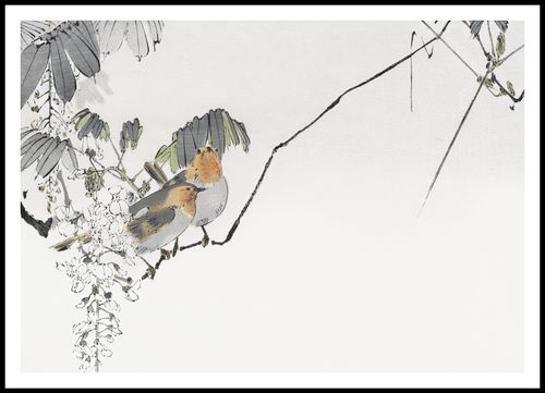 Plakat 100x70cm Two Sparrows, Seitei Japoński Vintage na Arena.pl
