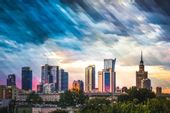 Warszawa Wieżowce Panorama Miasta - plakat premium 50x40 cm