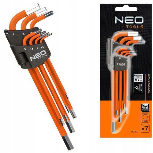 NEO KLUCZE SZEŚCIOKĄTNE IMBUSOWE 1.5-6 MM ZESTAW IMBUSY ZESTAW 7 SZT DŁUGIE na Arena.pl