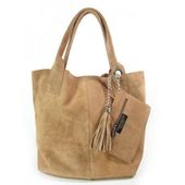 ZAMSZ NATURALNY WŁOSKA TORBA XL A4 SHOPPER BAG SKÓRZANA CAMEL W567C