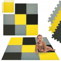 DUŻE PUZZLE PIANKOWE EDUKACYJNA MATA PIANKOWA 180x180 CM 9 SZT. KONTRASTOWA