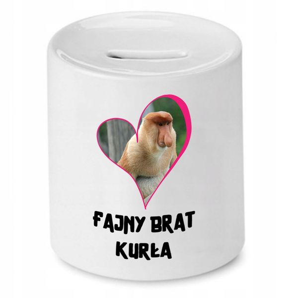 Skarbonka Dla Brata Fajny Brat Kurła Prezent Z Nadrukiem Ze Zdjęciem zdjęcie 1