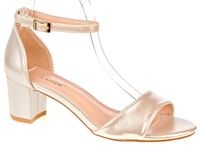 Sandały na obcasie słupku 6 cm. pasek złote Rozmiar obuwia - 36