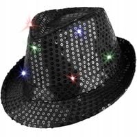 Cekinowy Kapelusz Fedora LED Kapelusze cekinowe CZARNY