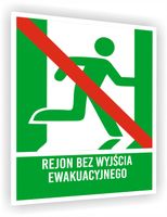 Tabliczka ewakuacyjna z nadrukiem 20x15 Rejon bez wyjścia ewakuacyjnego