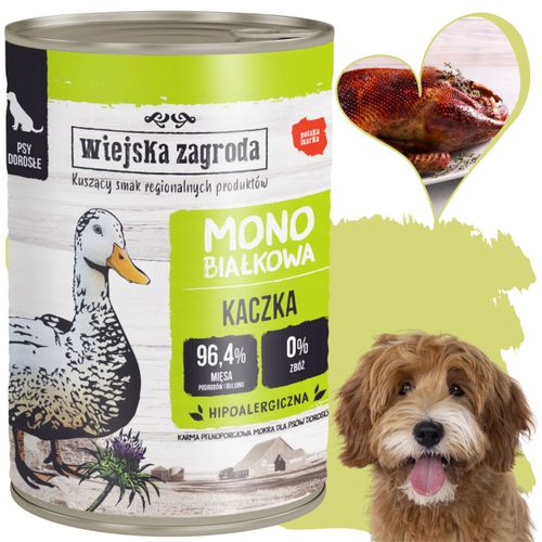 mokra karma dla psa monobiałkowa kaczka 400g wiejska zagroda hipoalergiczna na Arena.pl