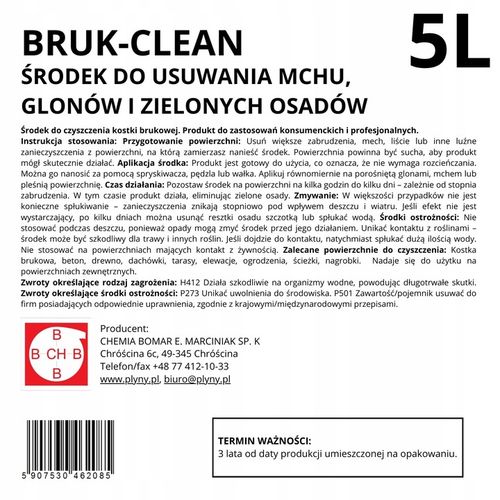 Płyn Środek do usuwania Mchu Glonów i Zielonych Osadów z Kostki Elewacji 5L na Arena.pl