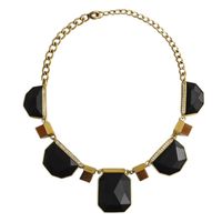naszyjnik kolia czarna, złota duża n373