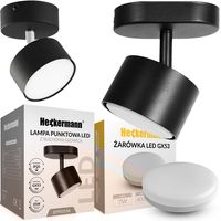 Zestaw Lampa Punktowa Led Heckermann 8795313A Czarna 1X Głowica + 1X Żarówka Led Heckermann Gx53 7W Neutral