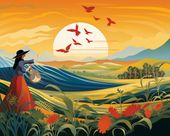 Plakat 50x40cm Prostota Życia Wiejskiego