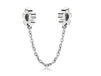 Rodowany srebrny podwójny wiszący charms do pandora chain kwiatek flower srebro 925 SAFETYCHAIN30