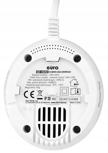 Czujnik gazu ziemnego metanu detektor gazu z kuchenek AC230V przewód na Arena.pl