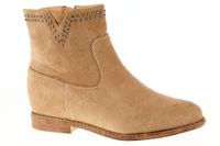 Botki zamszowe na obcasie i koturnie khaki Rozmiar obuwia - 36