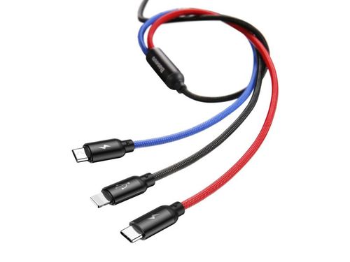 Kabel Baseus 3w1 iPhone micro USB USB-C 3.5A Three Primary 30cm na Arena.pl