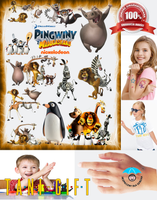 Duży Zestaw Mega Tatuaży zmywalnych - Pingwiny z Madagaskaru