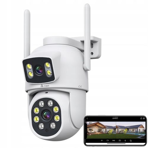 ZEWNĘTRZNA OBROTOWA KAMERA IP WIFI 8MP 4K 2 Ekrany A-1005 na Arena.pl