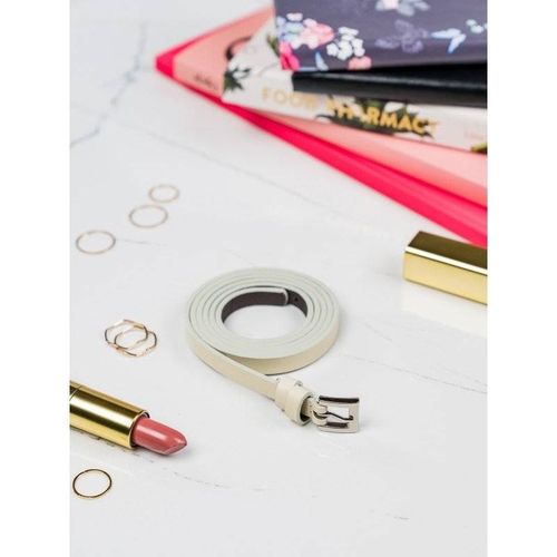 Klasyczny, wąski pasek damski ze srebrną, metalową klamerką 105cm ecru na Arena.pl