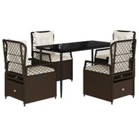 5-cz. zestaw mebli ogrodowych z poduszkami, brązowy, polirattan