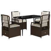 5-cz. zestaw mebli ogrodowych z poduszkami, brązowy, polirattan