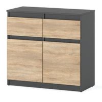 Komoda 2 Szuflady Szary Dąb Sonoma 80cm Szafka Rtv Salon Sypialnia Oleksa