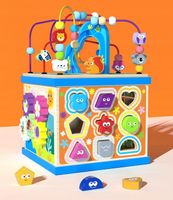 DREWNIANA KOSTKA EDUKACYJNA KOLOROWA Z LABIRYNTEM SORTER ALFABET 930