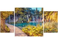 80X40CM ZEGAR JEZIORO PLITVICE JESIENIĄ OBRAZ