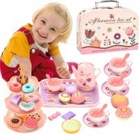 SERWIS KAWOWY ZESTAW do herbaty dla dzieci w walizce czajnik łyżki 40el