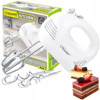 MIKSER RĘCZNY ROBOT KUCHENNY 5 PRĘDKOŚCI + 4 KOŃCÓWKI HAKI TRZEPACZKI 200W