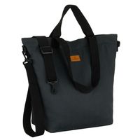 szara shopperka damska zamykana suwakiem z kieszonką zewnętrzną -