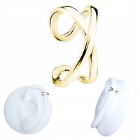 NAUSZNICA SREBRNA KOLCZYK pr 925 Pozłacana na ucho skrzyżowane kółka zacisk