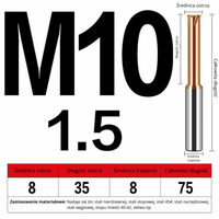 Frez do gwintowania jednoostrzowy Rozmiar: M10x1.5x75L -TiSiN