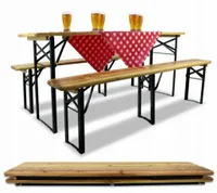 ZESTAW BIESIADNY KOMPLET PIWNY BAROWY OGRODOWY SKŁADANY STÓŁ + 2 ŁAWKI