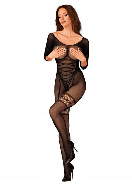 Czarny Bodystocking Siateczkowy Prześwitujący G329 Obsessive S/M/L zdjęcie 1