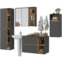 Zestaw mebli łazienkowych wiszących VAMI 4 szafki pojemny szary artisan