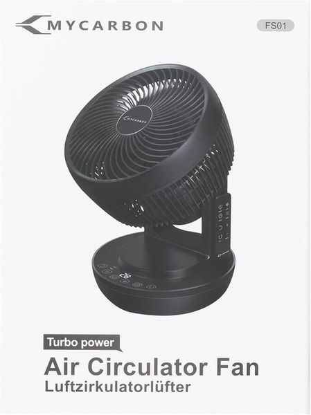 Cichy turbo-wentylator podłogowy MyCarbon do 30m2 pilot, czasomierz, czarny zdjęcie 2