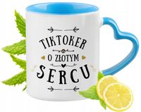 Dla Tiktokera Kubek Błękitny Z Uszkiem W Kształcie Serca Na Prezent